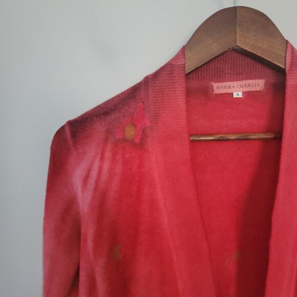 Marika Charles Women’s 4 Cashmere Blend Open Front Printed Cardigan - Picture 3 of 16